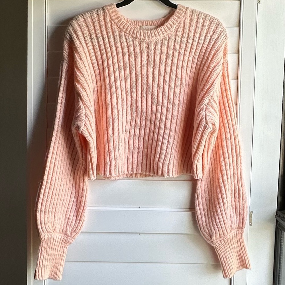 Altar'd State Blush Ribbed Crew Neck Sweater